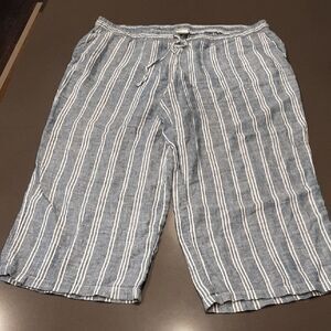 Striped Casual Linen Drawstring Capris by Amazon Essentials